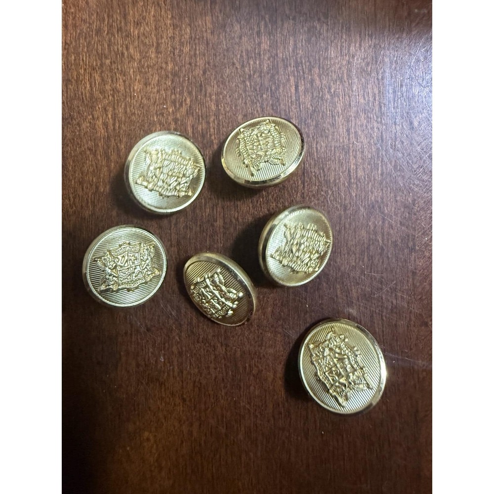 Vtg Waterbury Brass Blazer‎ Buttons Set of 6 – Heraldic Crest Coat